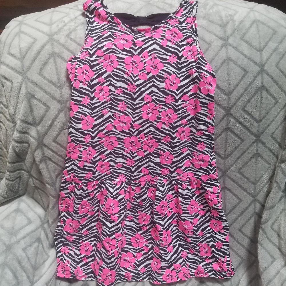 💜 Faded Glory Summer Dress Pink Flowers